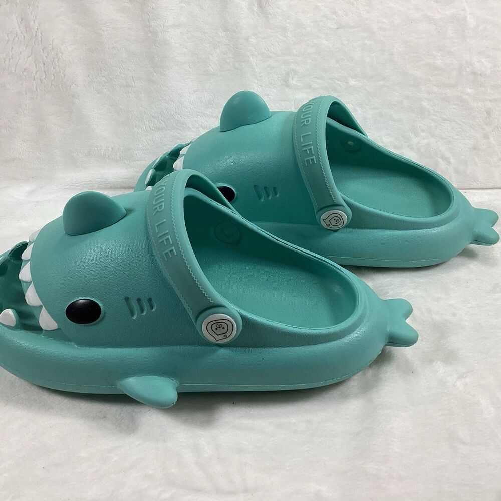 Shark Slides Sandals Unisex Non Slip Slippers Kids Size 12 Shoes Shark Flip Flop - Picture 2 of 7